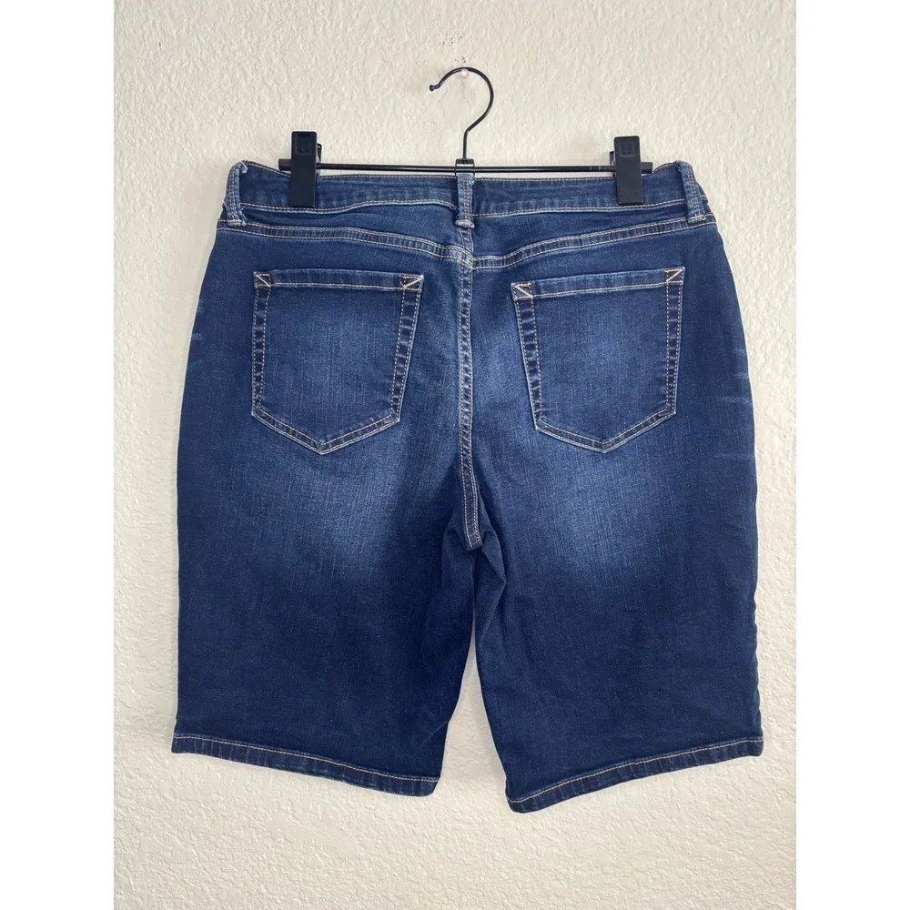 a.n.a Denim Bermuda Shorts 12 Excellent Dark Wash Stretch Mid Rise Long Shorts